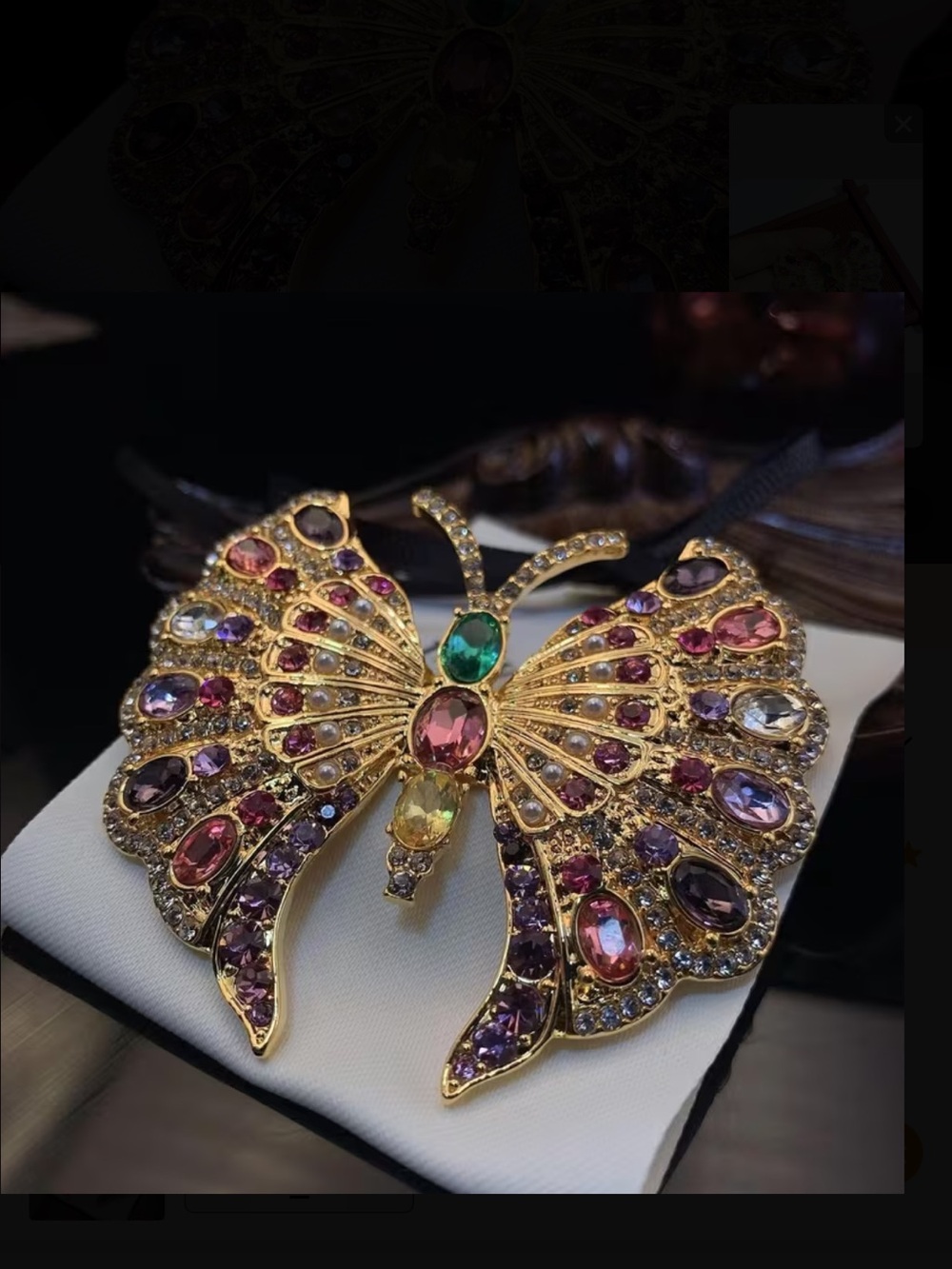 Gold-tone Multicolor Butterfly Brooch with multicolor Stones new